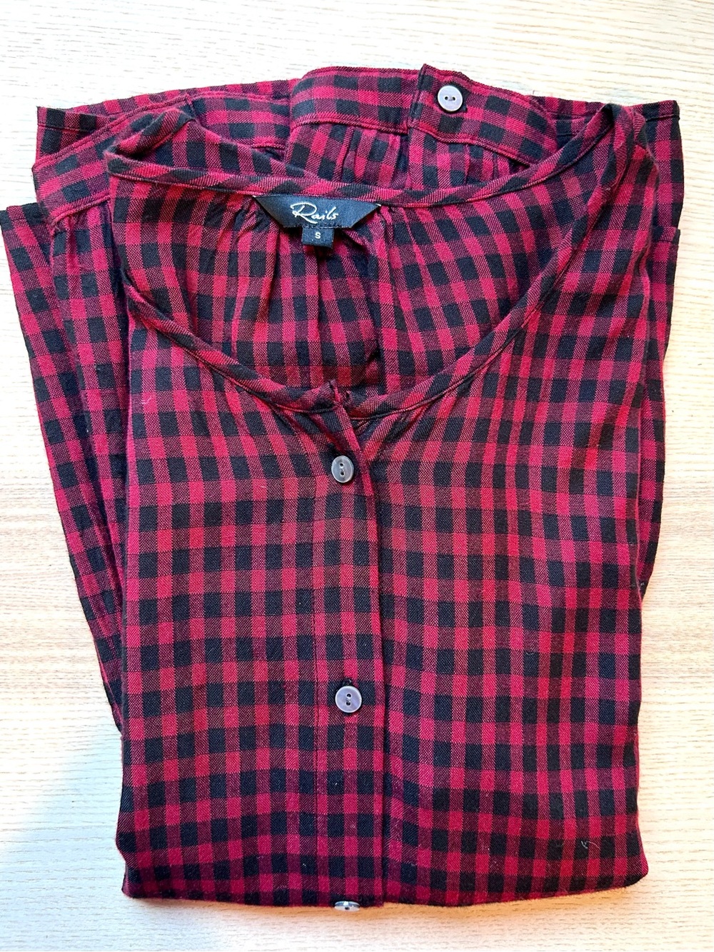 Rails Celeste Garnet Ash Check Plaid Flannel Peplum Top Casual Cozy Size S - Picture 9 of 11